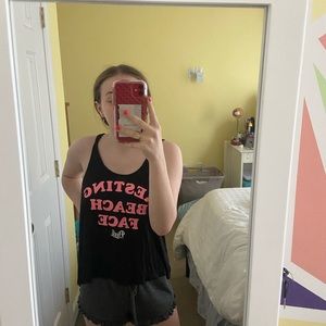 resting beach face tank top